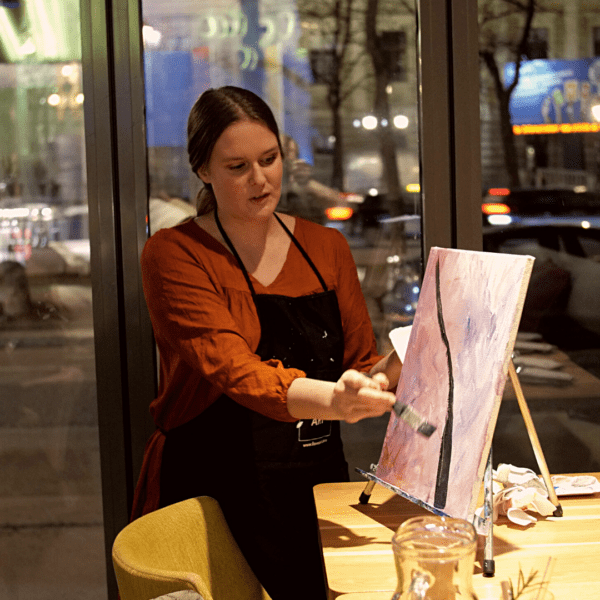 Paint & Sip Wien Malen im Restaurant Afterwork wunderkammer Elisabeth Gantner Elschi Esterházygasse 11A Deko